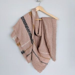 Pink stripe blanket scarf